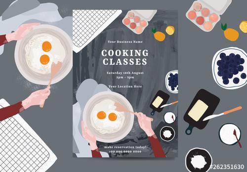 Cooking Classes Layout with Illustrative Accents - 262351630 - 262351630