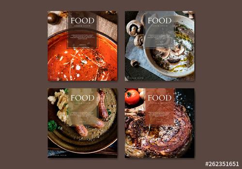 Restaurant Food Banner Layout with Illustrative Elements - 262351651 - 262351651