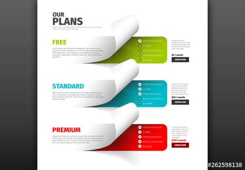 Product Service Plan Price Comparison Layout with Sticker Accents - 262598138 - 262598138