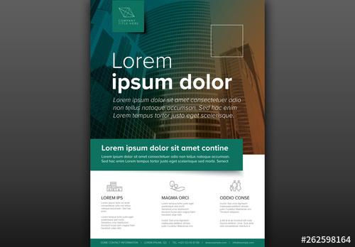 Corporate Brochure Flyer Layout with Teal Accents - 262598164 - 262598164