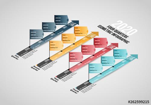 Four Quarters Isometric Infographic - 262599215 - 262599215