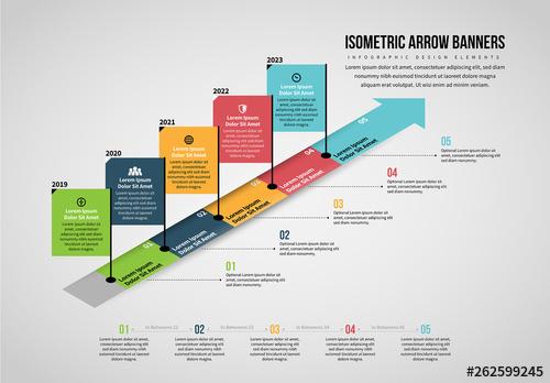 Isometric Arrow Banners Infographic - 262599245 - 262599245