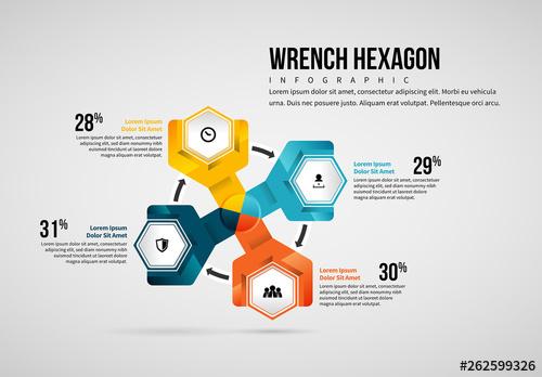 Wrench Hexagon Infographic - 262599326 - 262599326