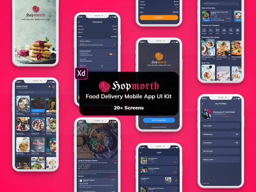 Hopmorth-Restaurant Mobile App UI Kit Dark (XD) - hopmorth-restaurant-mobile-app-ui-kit-dark-xd