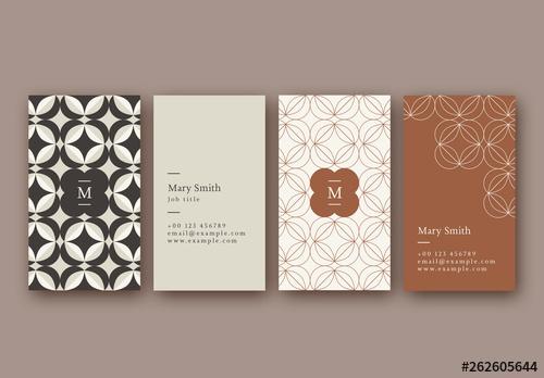 Vertical Patterned Business Card Layouts in Muted Colors - 262605644 - 262605644