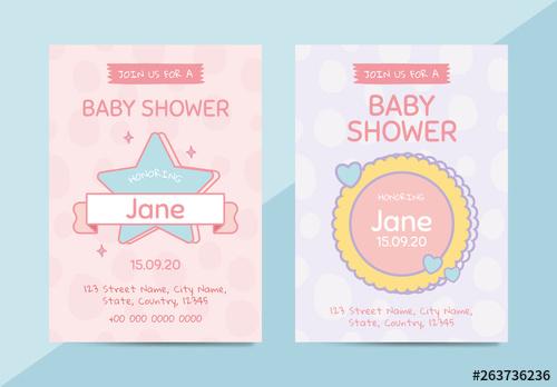 Pastel Pink and Purple Baby Shower Invitation - 263736236 - 263736236