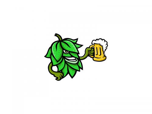 Hops Drinking Beer Mascot - hops-drinking-beer-mascot-5e754455-57cd-4acf-ae5e-05ddefd58747