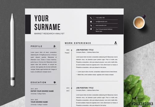 Black and White Resume and Cover Letter Layout - 263782383 - 263782383