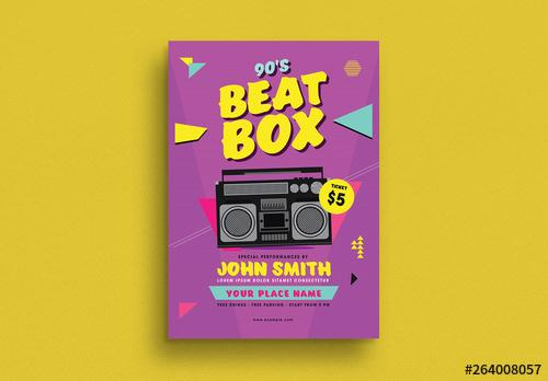 90's Beat Box Music Flyer Layout - 264008057 - 264008057