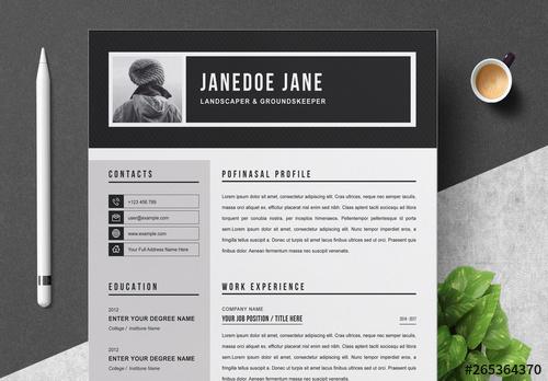 Bold Black and White Resume and Cover Letter Layout - 265364370 - 265364370