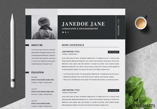 Resume Set Layout with Black Header - 265364371 - 265364371