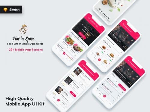 Hot & Spice - Food Order Mobile App UI Kit (Sketch) - hot-spice-food-order-mobile-app-ui-kit-sketch