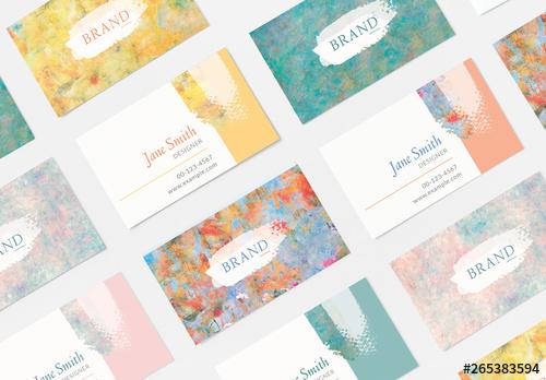 Business Card Layouts with Painted Elements - 265383594 - 265383594