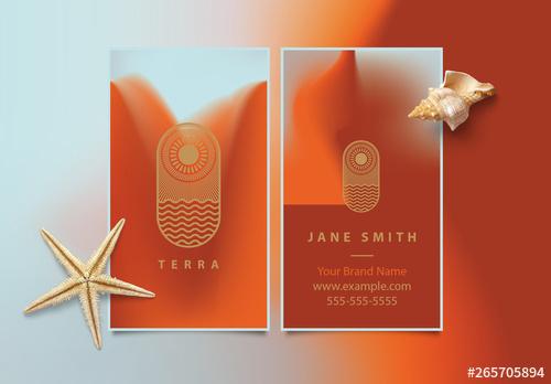 Vertical Business Card Layout with Coral and Terracotta Gradient - 265705894 - 265705894