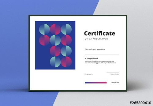 Certificate of Appreciation Layout with Red and Blue Elements - 265890410 - 265890410