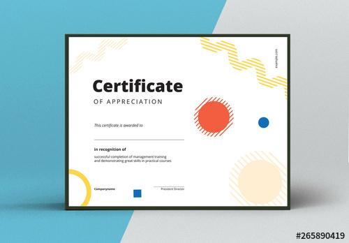 Certificate of Appreciation Layout with Stripes and Circular Elements - 265890419 - 265890419