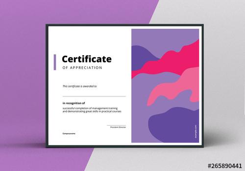 Certificate of Appreciation Layout with Pink and Purple Elements - 265890441 - 265890441