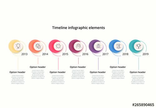 Timeline Infographic with Icons and Circles - 265890465 - 265890465