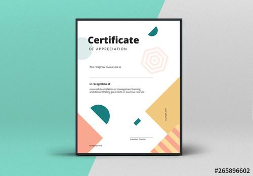 Certificate of Appreciation Layout with Geometric Elements - 265896602 - 265896602