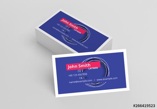 Blue Business Card with Circle Accent and White Border Layout - 266419523 - 266419523