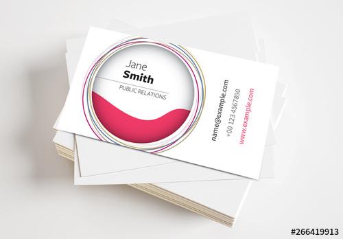 Business Card with Circle and Liquid Element Layout - 266419913 - 266419913