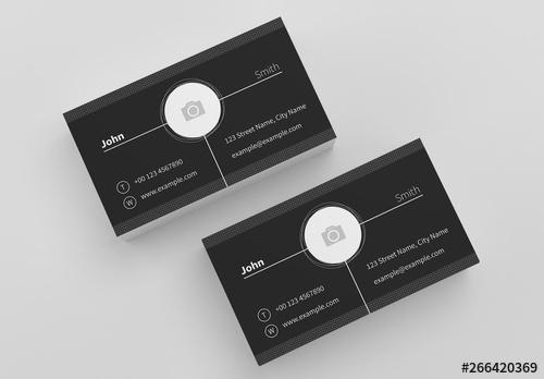 Black Business Card with White Text Layout - 266420369 - 266420369