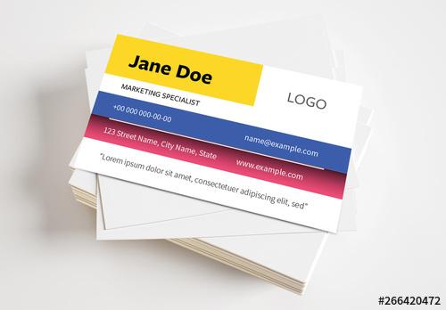 Business Card with Layered Contrast Colors Layout - 266420472 - 266420472