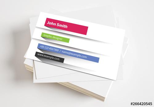 Business Card with Four Layered Colorful Lines Layout - 266420545 - 266420545