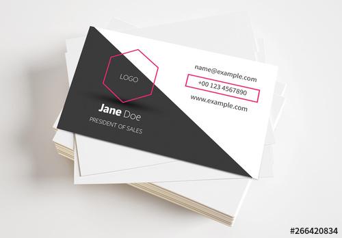 Business Card with Hexagonal Element Layout - 266420834 - 266420834