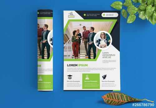 Flyer Layout with Green Elements - 266786790 - 266786790