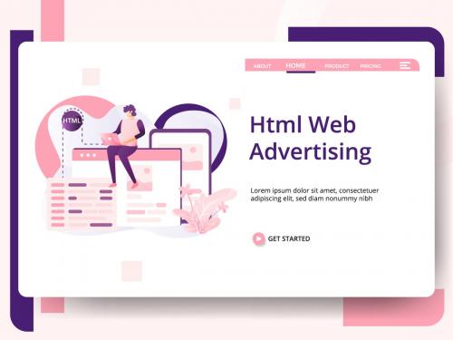 Html Web Advertising modern illustration vector - html-web-advertising-modern-illustration-vector