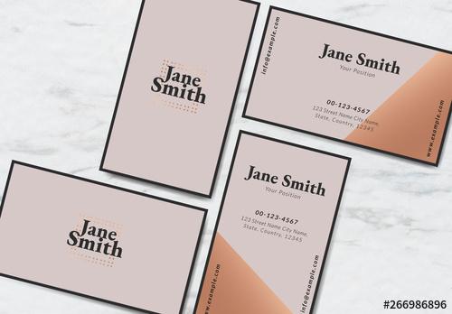 Minimalist Business Card Layout with Pink Geometric Accents - 266986896 - 266986896