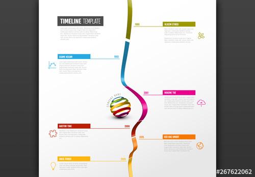 Vertical Timeline Layout with 3D Ribbon - 267622062 - 267622062