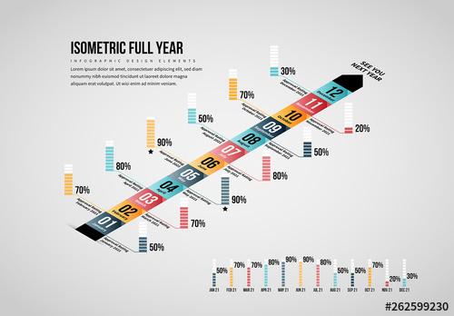 Isometric Full Year Infographic - 262599230 - 262599230