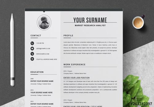 Black and White Resume and Cover Letter Layout - 263782397 - 263782397