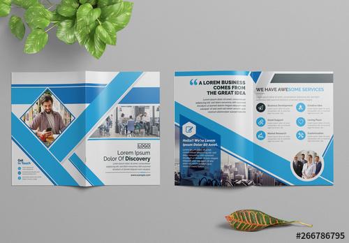 Business Brochure Layout with Blue Elements - 266786795 - 266786795