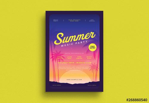 Summer Party Flyer Layout - 268860540 - 268860540