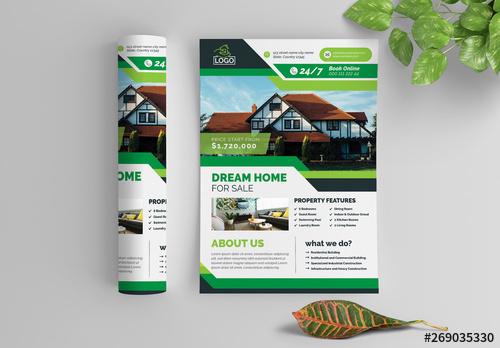 Business Flyer Layout with Green Elements - 269035330 - 269035330