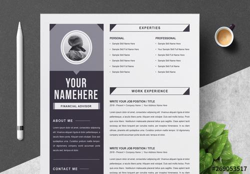 Resume Set with Gray and Black Accents - 269053517 - 269053517