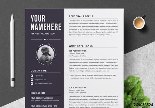 Resume Set with Gray and Black Accents - 269053524 - 269053524