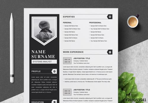 Resume Set with Gray and Black Accents - 269053541 - 269053541