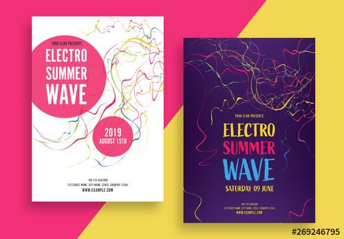 Electronic Summer Wave Music Flyer Layout - 269246795 - 269246795