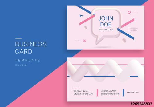 Pastel Business Card Layout Abstract 3D Geometric Elements - 269246803 - 269246803