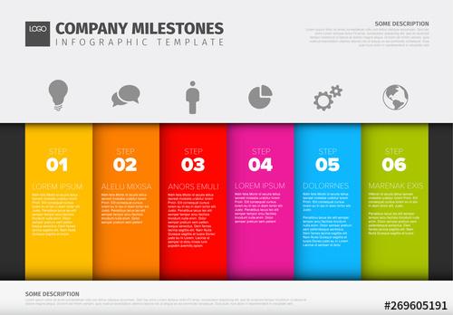 Infographic with 6 Multicolored Steps - 269605191 - 269605191