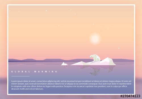 Climate Change Geometric Illustration Poster Layout with Polar Bear - 270474123 - 270474123