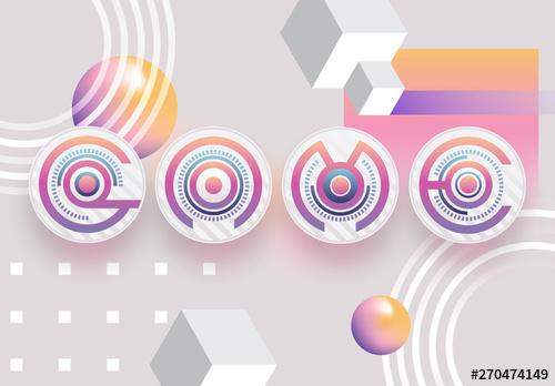 Colorful Abstract Circular Alphabet and Number Typography Set - 270474149 - 270474149