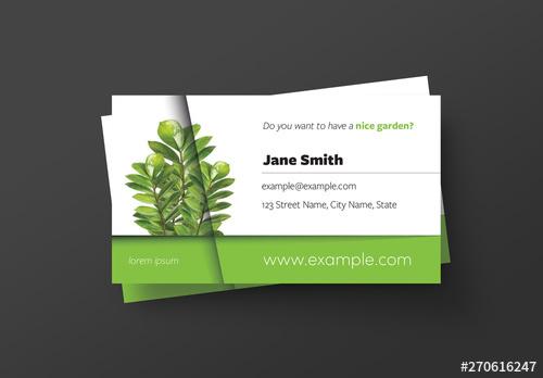 Business Card Layout with Plant Image - 270616247 - 270616247