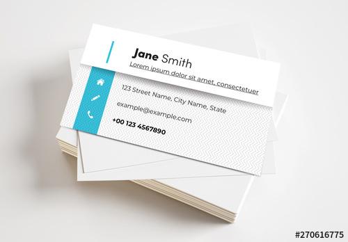 Business Card Layout with Blue Elements and Zig Zag Background - 270616775 - 270616775