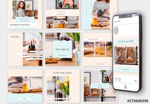 Square Social Media Layouts With Ripped Paper Elements - 270648398 - 270648398