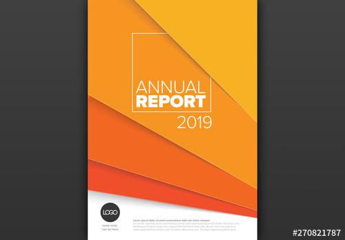 Colorful Layered Paper Annual Report Cover Layout - 270821787 - 270821787